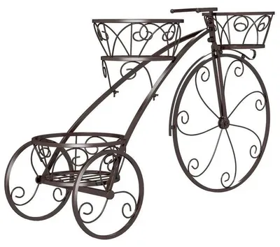 Produktbild von Metall Pflanzenständer im Fahrraddesign mit 3 Körben