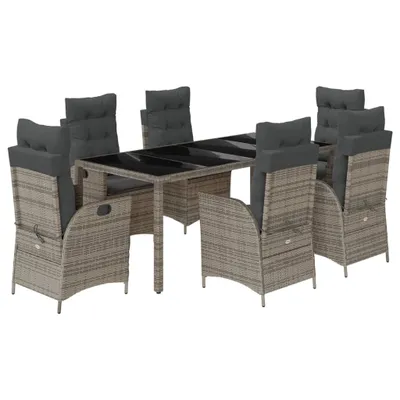 Image de vidaXL Ensemble de jardin 7 pièces avec coussins Gris Poly rotin