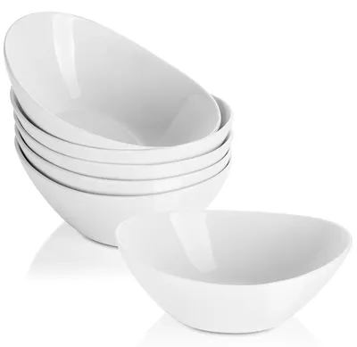 Porzellan-Dessertschalen 6er Set 475 ml oval stapelbar weiß