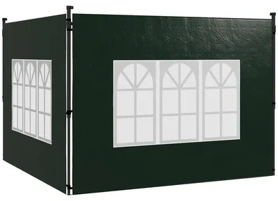 Obrázek produktu pro Boční stěny pavilónu, 2 kusy, s oknem | Barva: tmavě zelená | Rozměry: 293 x 193 cm