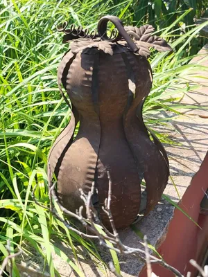 Productafbeelding van Vintage windlicht, vorm van een flespompoen. Vintage windlicht, vorm van een flespompoen - hoogte: 34 cm