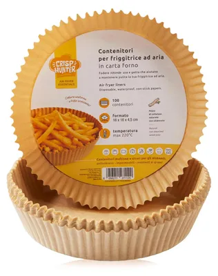 Immagine prodotto di Carta forno CrispHunter per friggitrici ad aria, 100 pezzi, formato rotondo 16 x 16 x 4