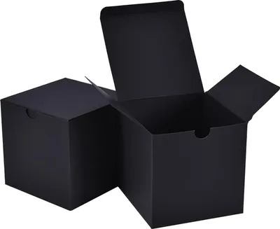 Produktbild von 50er-Pack schwarze Geschenkboxen (7,6 x 7,6 x 7,6 cm), kleine Geschenkboxen aus Kraftkarton, Papierwš¹rfel, einfach zusammenzubauende Geschenkboxen mit Deckel fš¹r Geschenke zu Geburtstag, Weihnachten, Hochzeit und Partys