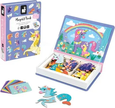 Produktbild von Janod Magnetibook - Einhorn Magnetbuch Lernspielzeug für Kinder