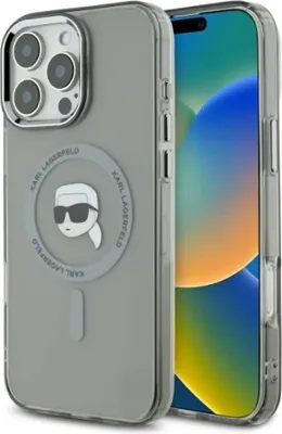 Produktbild von Karl Lagerfeld KLHMP16LHLSKIK iPhone 16 Pro 6.3" schwarz hardcase IML Metal Karl Head MagSafe Schutzhülle