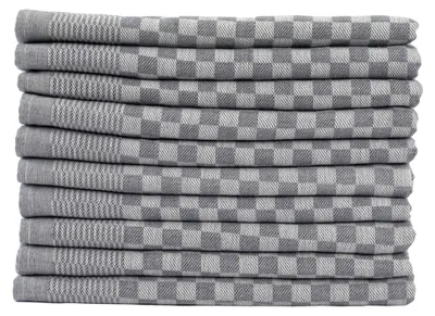 Produktbild von 10er Set Luxus Grubentücher 50x70 cm 100% Baumwolle 210 gsm Spühltuch Küchentücher Geschirrtücher 75g grau