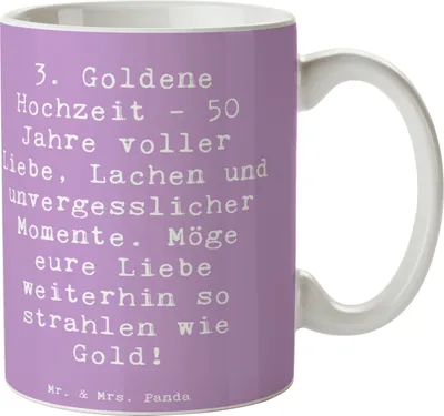 Produktbild von Mr. & Mrs. Panda Tasse Spruch 50. Hochzeitstag - Lavendeltraum - Geschenk, Heiraten, Heirat, besondere Anlässe, Jubiläum, Becher, Henkelpott, Lachen, Geschenke, Pott