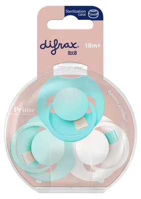 Produktbild von Difrax Prime Tutti Frutti Schnuller - 18+ Monate - 3 Stück - Aqua Green | Difrax