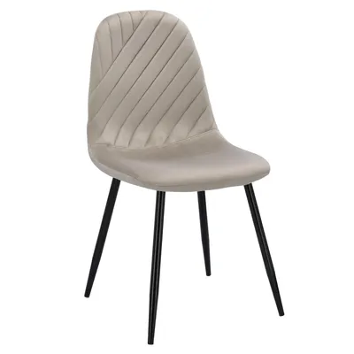 Produktbild von Esszimmerstuhl beige Samt LINA gepolstert, Küchenstuhl modern mit Metallbeinen