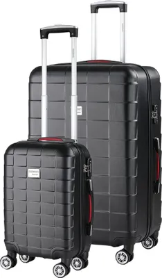 Produktbild von MONZANA® 2er Set Koffer Boardcase M, XL Gelgriffe TSA Schloss Reisekoffer Trolley Kofferset Handgepäck schwarz
