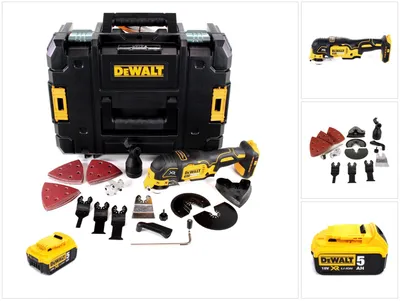 Produktbild von DeWalt DCS 355 NT Akku Oszillierer 18V Brushless + 1x Akku 5,0Ah + TSTAK + 36 tlg. Zubehör - ohne Lader
