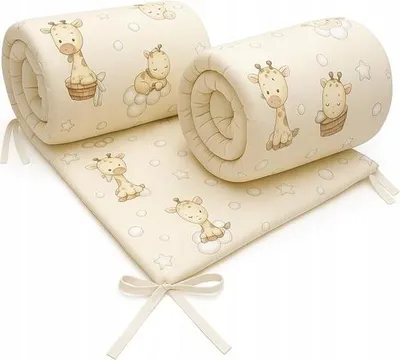 Produktbild von Bettumrandung Babybett 180x30 cm beidseitig Baumwolle Nestchen Kinderbett Stoßschutz Giraffen