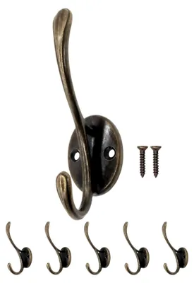 Produktbild von 5 klassische Garderobenhaken aus Eisen im Vintage-Stil, bronze