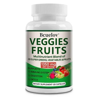 Produktbild von Veggies Fruits 1350mg (120 Kapseln) Nahrungsergänzungsmittel, Verdauung, Reinigung, Immunsystem