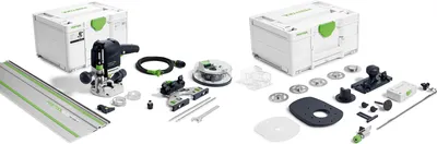 Image de Festool OF 1010 REBQ-FS-Set + boîte défonceuse 1010 W course 55 mm ( 578053 ) + jeu de fraises + rail de guidage + Systainer