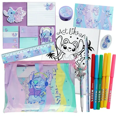 Imagen del producto de Kit de escritura Stitch para niños: juego completo de material escolar, ideal para la escuela, manualidades y como regalo