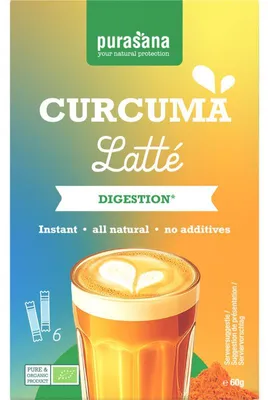 Obrázek produktu pro Purasana Curcuma Latté Oploskoffie 60g – Aromatická, zdravá instantní kurkuma latte