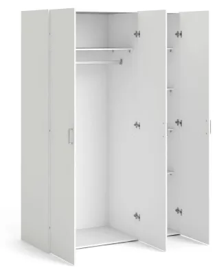 Produktbild von Ruffano - Kleiderschrank 3 Türen, 115x49 cm Weiß, Kleiderstange