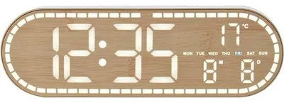 Produktbild von LED Digitale Wanduhr mit Datum und Temperaturanzeige - Geblendetes Bürouhr mit Helligkeitseinstellung - Nachtlicht Funktion