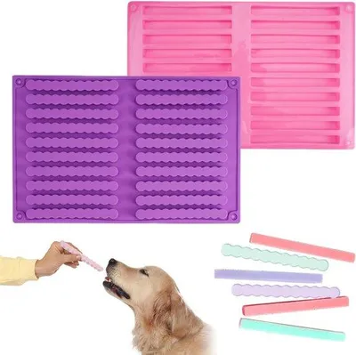 Image de Deux moules en silicone pour friandises pour chiens | Tapis de cuisson 20 pièces | Plaques de cuisson réutilisables pour biscuits pour chiens | Friandises pour chiens à faire soi-même | Bâtonnets à mâcher pour biscuits pour chiens | Bâtonnets de friandises pour chiens | Moules à biscuits pour chiens