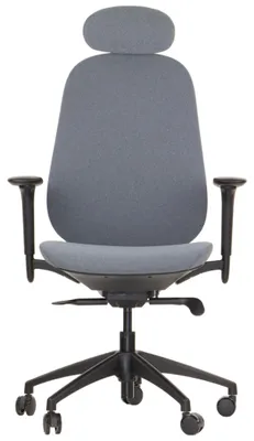Immagine prodotto di Sedia girevole ergonomica da ufficio LARSTON, base in nylon, braccioli regolabili, poggiatesta e supporto lombare, estensione del sedile, grigio