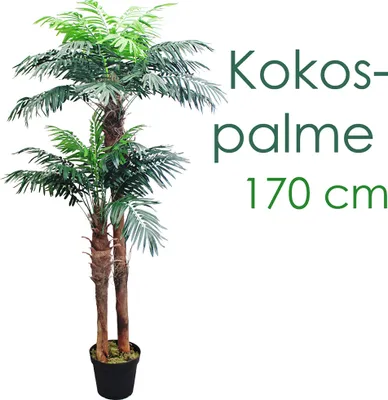 Image de Palmier Cocotier Plante Arbre Artificielle Artificiel 170cm Bois Naturelles Decovego