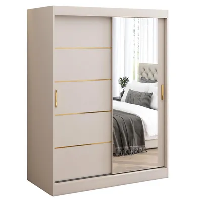 Produktbild von Schiebetürenschrank 150x200 Hermes, Kaschmir, Spiegel, Schubladen