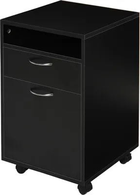 Produktbild von Rollcontainer Praktischer Aktenschrank In Schwarz, 40X35X60Cm, Mit Schublade Für Büro & Homeoffice