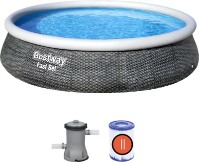 Immagine prodotto di Set per piscina fuori terra Ø 396 x 84 cm in rattan