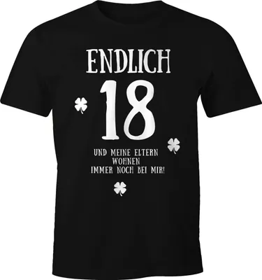 Produktbild von Herren T-Shirt Endlich 18 und meine Eltern wohnen immernoch bei mir zum Geschenk zum 18. Geburtstag Fun-Shirt Moonworks®  M