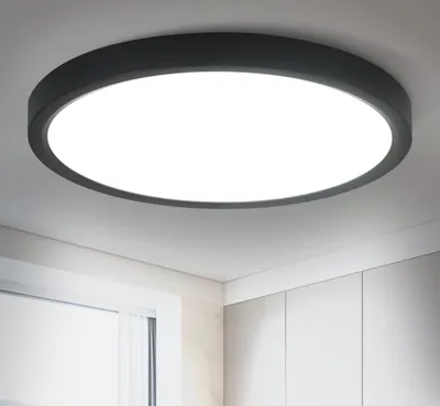 Produktbild von ZMH LED Deckenleuchte Schwarz Flach Deckenlampe IP44 Wasserdicht 23cm Neutralweiß 18W Deckenbeleuchtung  für Badezimmer Schlafzimmer  Küche  Flur