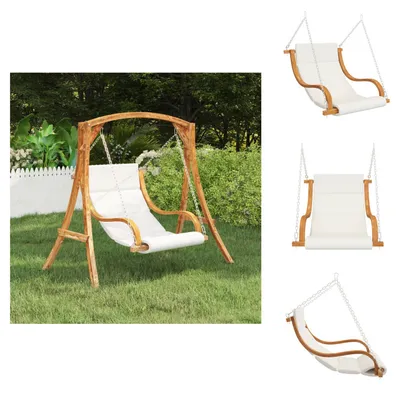 Produktbild von vidaXL Hängeliege mit Kissen Creme Bugholz mit Teak-Finish -  Hollywoodschaukeln