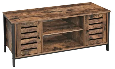 Produktbild von TV-Bank - Lowboard - Breite 110 cm - 2 Schränke - 2 Ablagen - Skandinavischer Stil - Braun