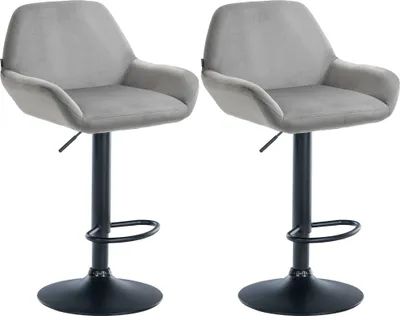 Produktbild von CLP 2er Set Barhocker Braga Samt drehbar und höhenverstellbar grau Material Gestell Metall matt schwarz