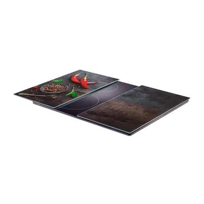 Image de ZELLER Planche à découper en verre 2pcs marbre noir 30x52cm
