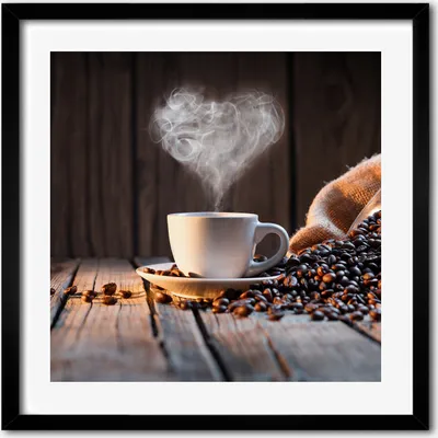 Produktbild von Bild - 50 cm x 50 cm - MDF - Rahmen, Wandkunst - Eine Tasse Kaffee