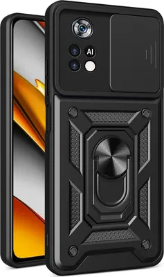 Produktbild von Xiaomi Poco X4 Pro 5G Hülle mit Ring Ständer Halter Dia Kameraschutz TPU Bumper Silikon Schutzhülle für Xiaomi Poco X4 Pro 5G Schwarz