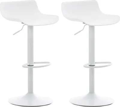 Immagine prodotto di set di 2 sgabelli da bar ergonomici - regolabili in altezza - sedia in plastica | colore: bianco