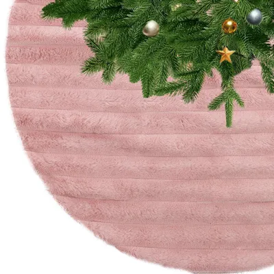 Obrázok produktu pre Vianočná dekoračná podložka pod vianočný stromček, ružová, Umelá kožušina, kruhová, priemer 90 cm