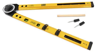 Immagine prodotto di Squadra combinata regolabile, righello per angolo, combinato con bolla, da carpentieri, strumento di misurazione multifunzionale, multiuso con livella, 2 x 500 mm Hbm