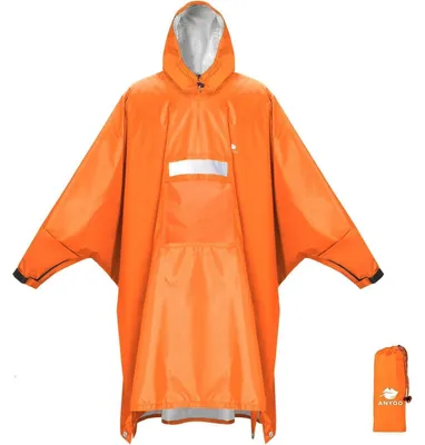 Obrázek produktu pro Pláštěnka s rukávy, voděodolná, prodyšná, s kapucí, univerzální velikost, barva: oranžová