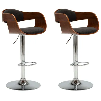 Immagine prodotto di Sgabello da bar 2 pz. Legno curvo e tessuto grigio