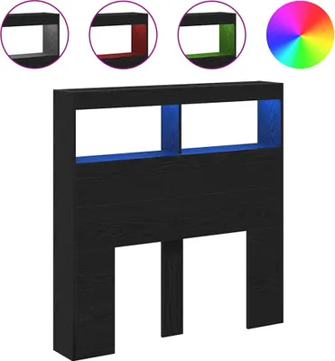 Produktbild von vidaXL LED-Kopfteil mit Ablagen Schwarz Eichen-Optik 100x17x102 cm