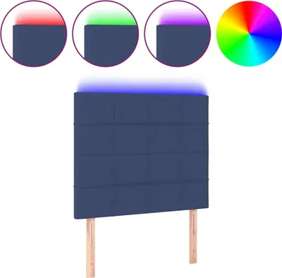Produktbild von vidaXL LED Kopfteil Blau 80x5x118/128 cm Stoff
