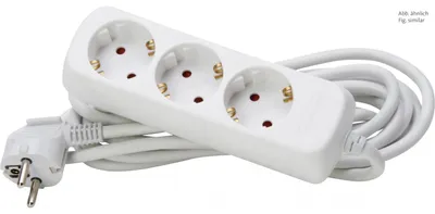 Immagine prodotto di presa a spina a 3 vie, con prese ruotate di 45°, cavo di alimentazione di 5 m H05VV-F3G1,5 mm², 16A, 250V (128690659)