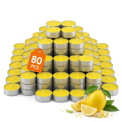 Image de Bougies à réchaud à la citronnelle - 80 pièces - bougies à réchaud parfumées à la citronnelle