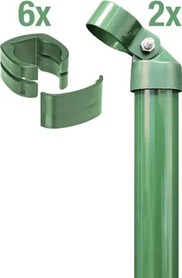 Image de Alberts 602215 Kit d'angle de clôture pour treillis soudé Fix-Clip Pro®, phosphaté zinc vert, à bétonner, hauteur de clôture 1020 mm