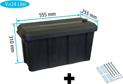 Produktbild von Daken B24-1 - Daken Blackit Lite + inkl. Montagesatz MON301, Werkzeugkasten, Deichselboxen, Stauboxen, Staukasten LKW, 255 x 555 x 310 mm, ca. 24 Liter