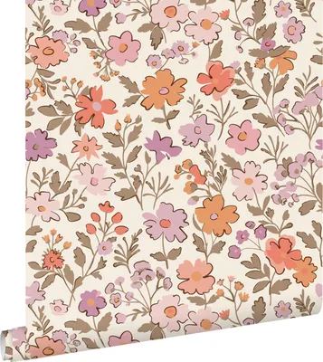 Zdjęcie produktu dla ESTAhome Tapeta kwiaty fioletowymIpomarańczowym 53 cm x 10.05 m