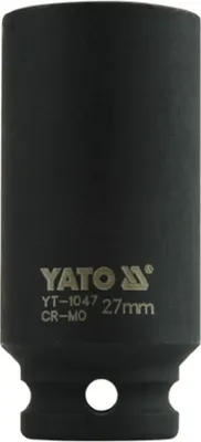 Obrázok produktu pre Yato YT-1047, Rázová hlavica, Čierna, 1/2", Metrický, 27 mm, Chróm molybdén
